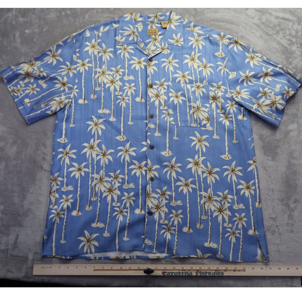 Jos A Bank Men's XL Silk Palm‎ Tree Tropical Hawaiian Camp Shirt Short Sleeve